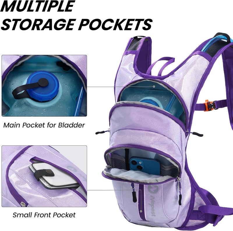 Nepest Hydration Pack Backpack for Women & Men, Lightweight Water Backpack with 2L Water Bladder for Hiking Cycling Running Biking - Image 3